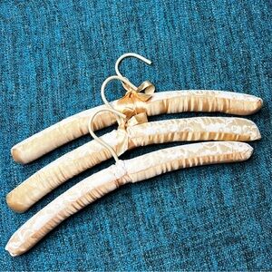 Vintage Laura Ashley Satin Lace Padded Hangers in Peach Set of Three